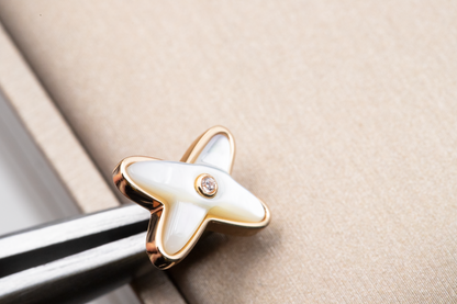 [Renovia Jewelry]JEUX DE WHITE MOP ROSE GOLD DIAMOND EARRINGS