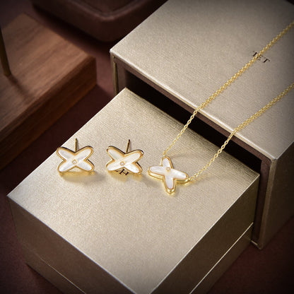 [Renovia Jewelry]JEUX DE WHITE MOP GOLD DIAMOND EARRINGS