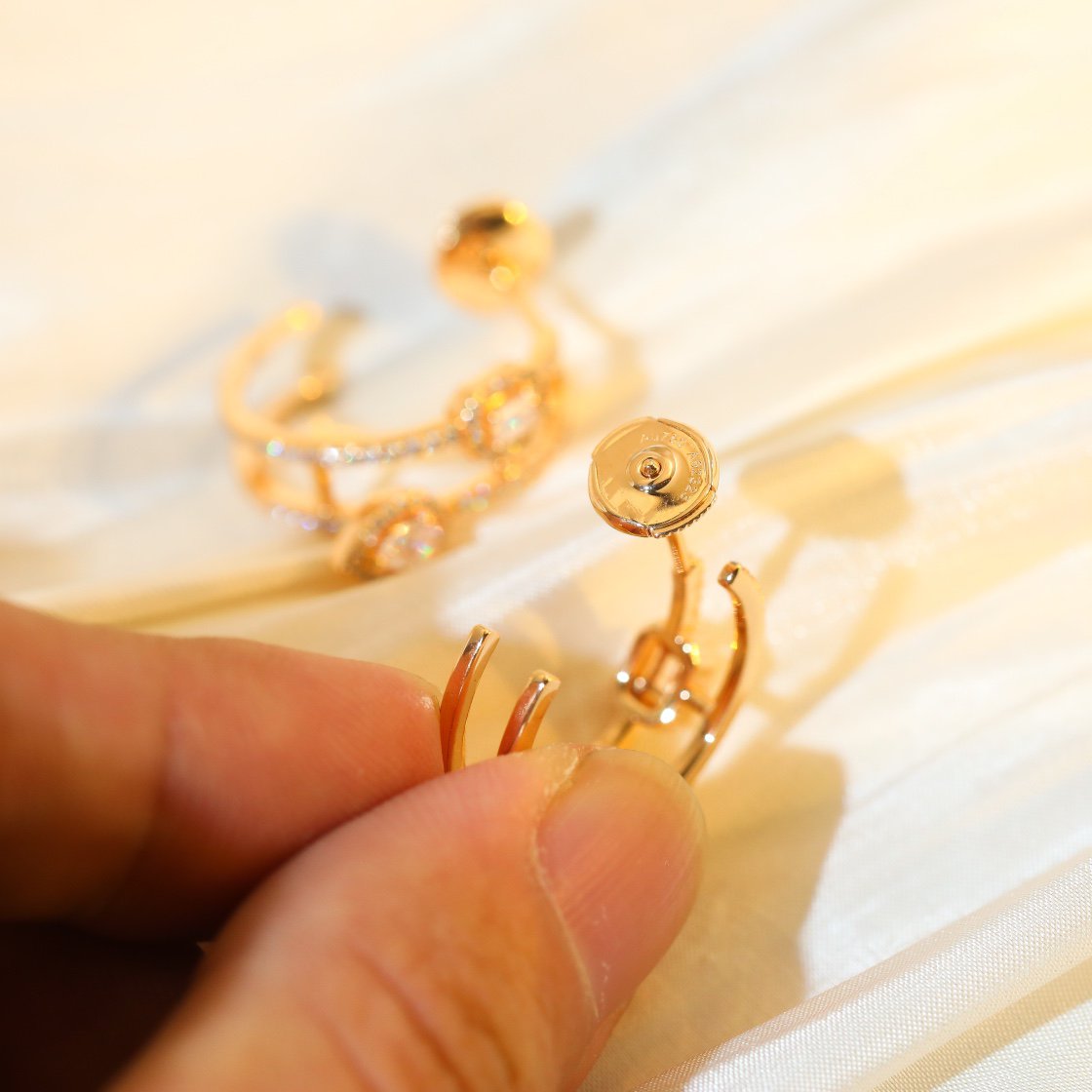 [Renovia Jewelry]CREOLES MY TWIN 2 RANGS SILVER DIAMOND EARRINGS