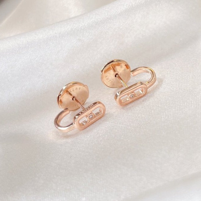 [Renovia Jewelry]CREOLES MOVE UNO MINI 1 DIAMOND EARRINGS