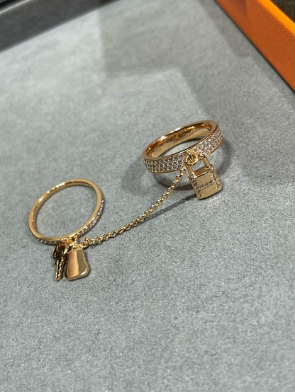 [Renovia Jewelry]HM KELLY CLOCHETTE DOUBLE RING IN  WITH DIAMONDS