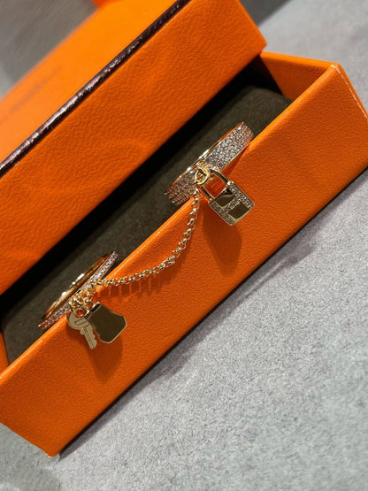 [Renovia Jewelry]HM KELLY CLOCHETTE DOUBLE RING IN  WITH DIAMONDS