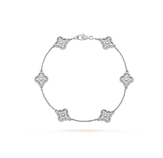 [Renovia Jewelry]CLOVER 6 MOTIF SILVER DIAMOND BRACELET
