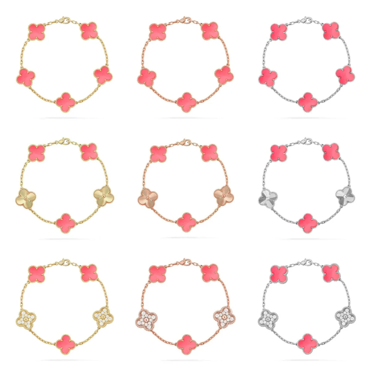 [Renovia Jewelry] CLOVER 5 MOTIFS  PINK MOP BRACELET COLLECTION