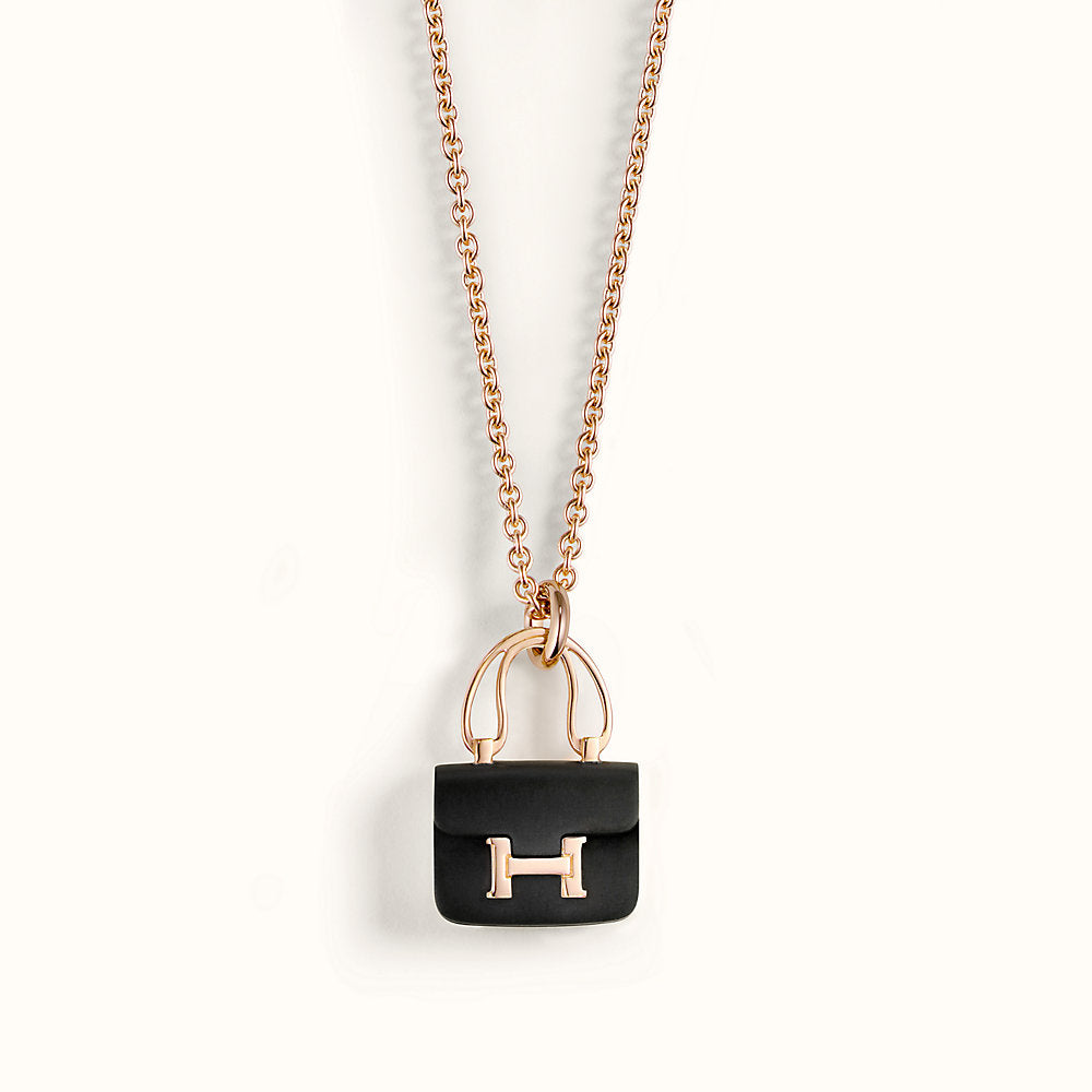 [Renovia Jewelry]CONSTANCE BLACK PEDANT PINK GOLD NECKLACE