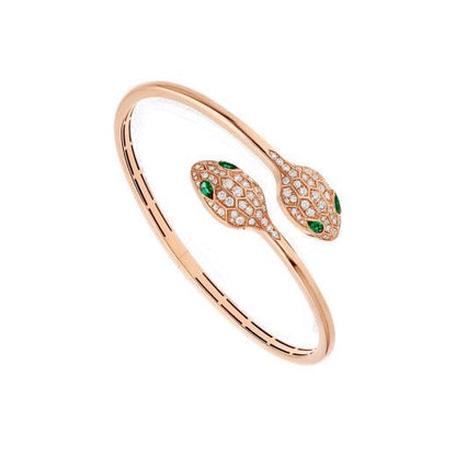 [Renovia Jewelry]SERPENTI BRACELET PINK GOLD MALACHITE DIAMOND DOUBLE SNAKE