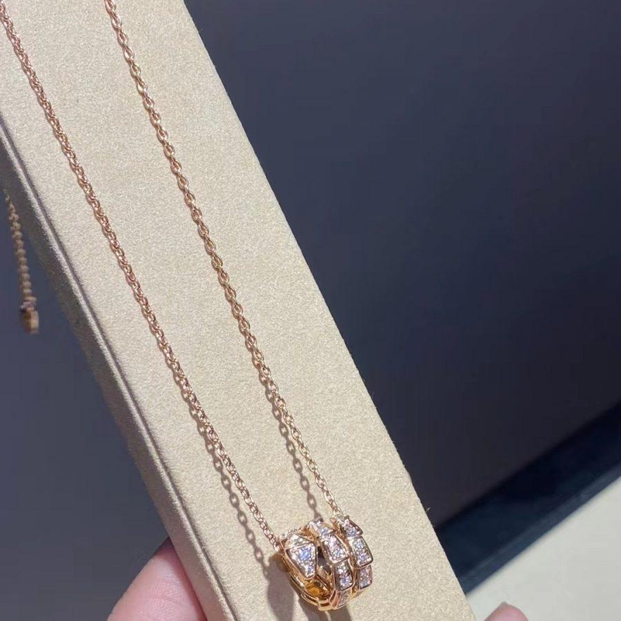 [Renovia Jewelry]SERPENTI PINK GOLD NECKLACE DOUBLE RING DIAMOND