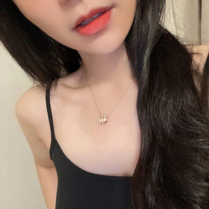 [Renovia Jewelry]SERPENTI PINK GOLD NECKLACE DOUBLE RING DIAMOND