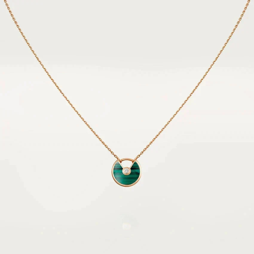 [Renovia Jewelry]AMULETTE ROSE GOLD MALACHITE NECKLACE