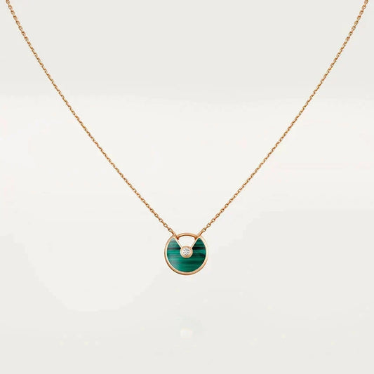 [Renovia Jewelry]AMULETTE ROSE GOLD MALACHITE NECKLACE