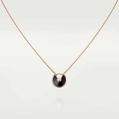 [Renovia Jewelry]AMULETTE ROSE GOLD ONYX NECKLACE