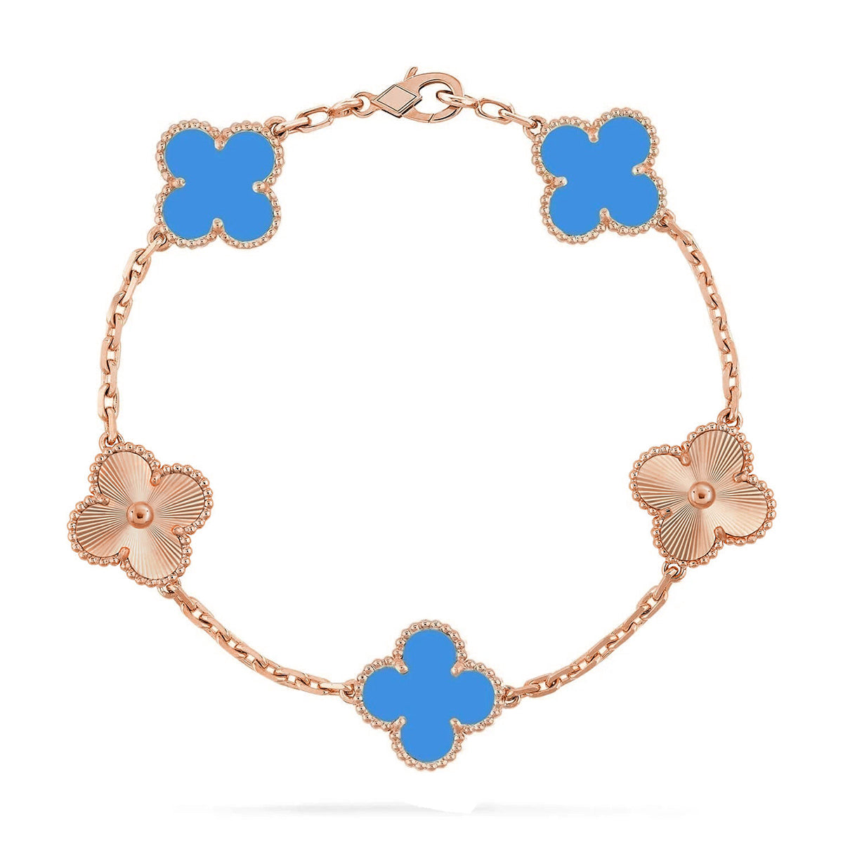 [Renovia Jewelry] CLOVER 5 MOTIF BLUE AGATE BRACELET COLLECTION