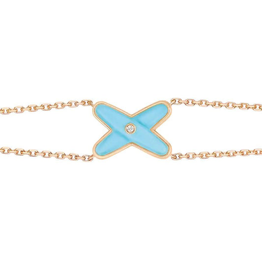 [Renovia Jewelry]JEUX BRACELET TURQUOISE PINK GOLD 1 DIAMOND