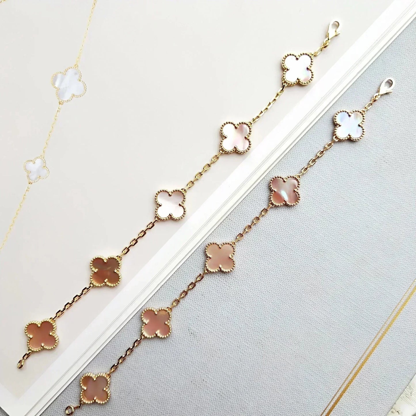 [Renovia Jewelry] CLOVER 5 MOTIFS  PINK MOP BRACELET COLLECTION
