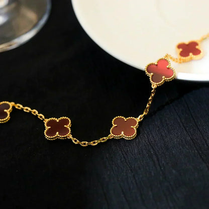 [Renovia Jewelry] CLOVER 5 MOTIF RED CORNELIAN BRACELET COLLECTION
