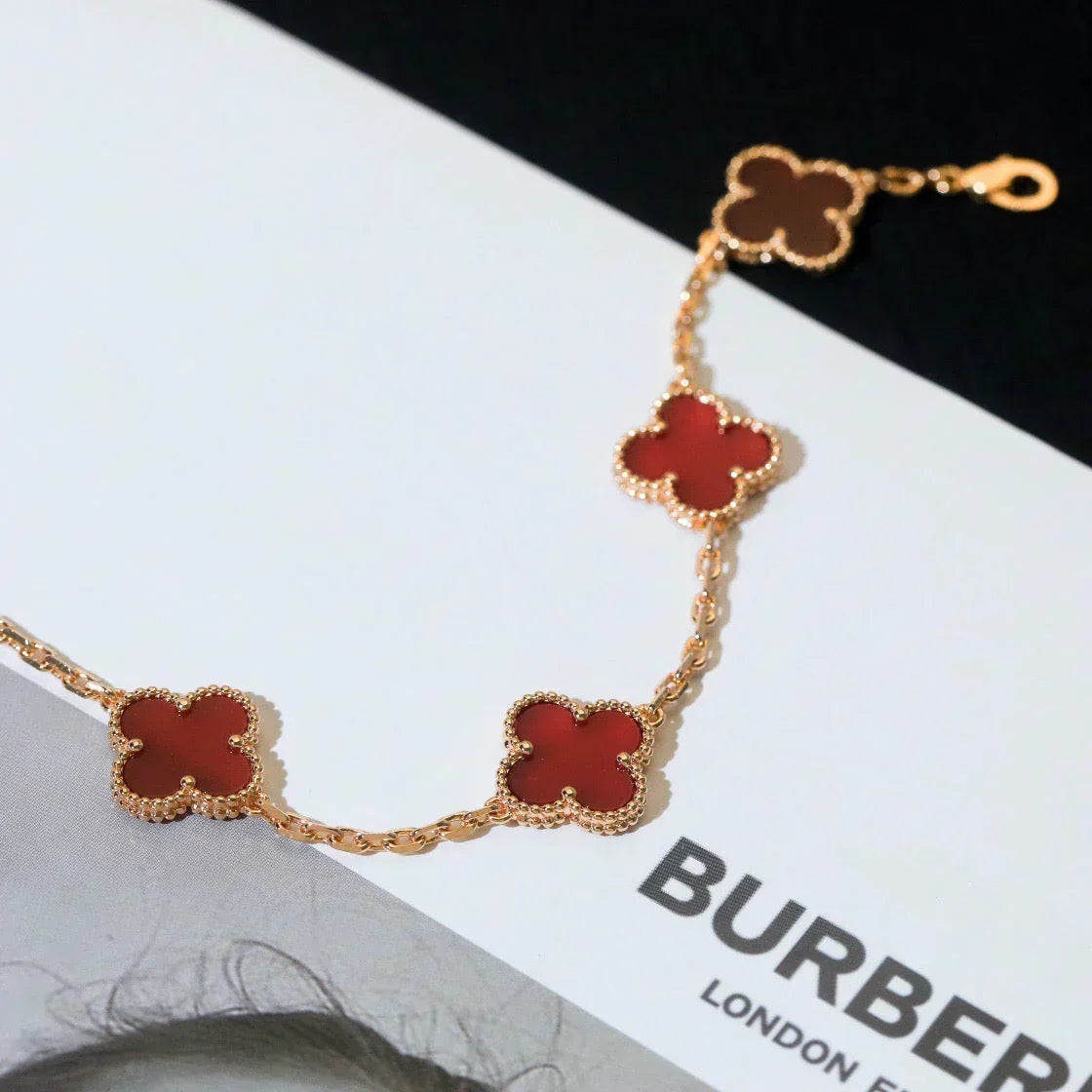 [Renovia Jewelry] CLOVER 5 MOTIF RED CORNELIAN BRACELET COLLECTION