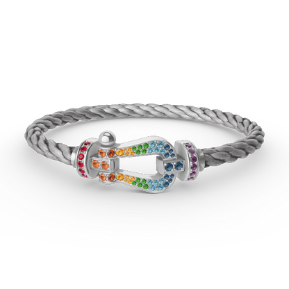 [Renovia Jewelry]FORC LARGE HORSESHOE  COLORED DIAMOND BRACELET SILVER