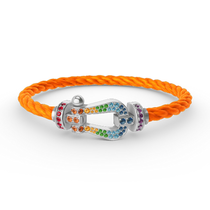 [Renovia Jewelry]FORC LARGE HORSESHOE  COLORED DIAMOND BRACELET SILVER
