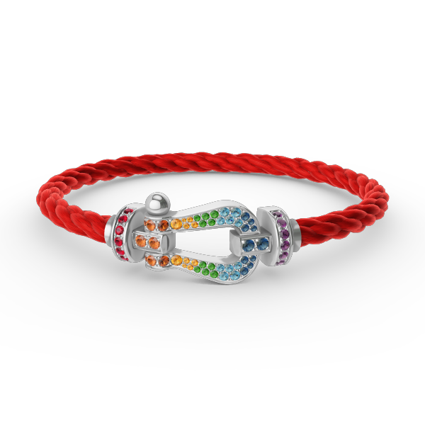 [Renovia Jewelry]FORC LARGE HORSESHOE  COLORED DIAMOND BRACELET SILVER