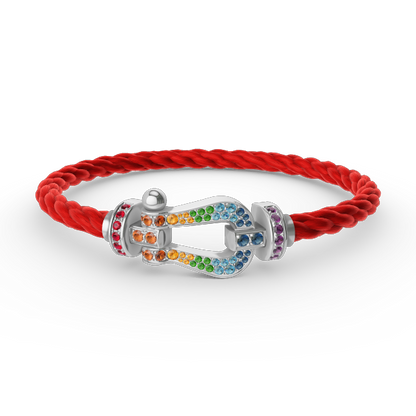 [Renovia Jewelry]FORC LARGE HORSESHOE  COLORED DIAMOND BRACELET SILVER
