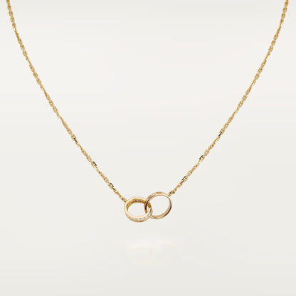 [Renovia Jewelry]LOVE DOUBLE RING HALF DIAMOND NECKLACE