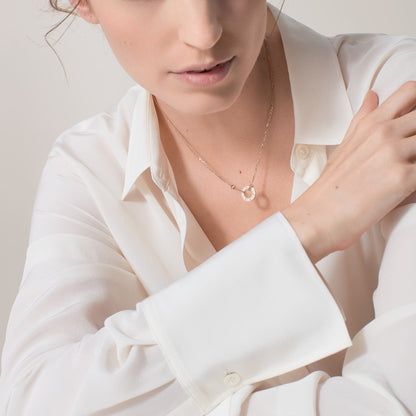 [Renovia Jewelry]LOVE NECKLACE 16MM 2 DIAMONDS