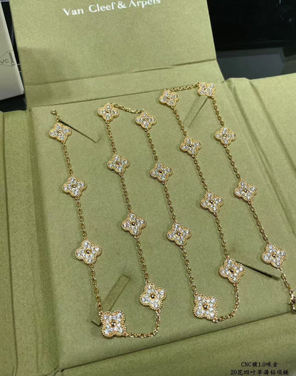 [Renovia Jewelry]CLOVER 20 MOTIFS FULL-DIAMOND NECKLACE