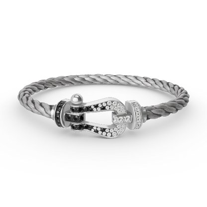 [Renovia Jewelry]FORCE LARGE HORSESHOE BLACK WHITE DIAMOND BRACELET SILVER