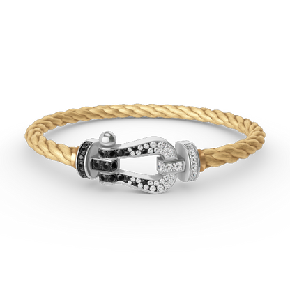 [Renovia Jewelry]FORCE LARGE HORSESHOE BLACK WHITE DIAMOND BRACELET SILVER