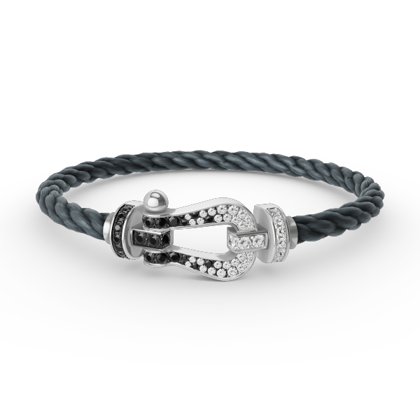 [Renovia Jewelry]FORCE LARGE HORSESHOE BLACK WHITE DIAMOND BRACELET SILVER