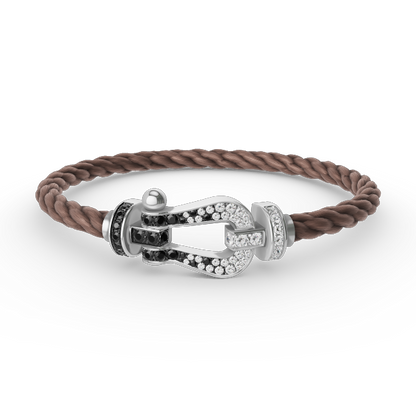 [Renovia Jewelry]FORCE LARGE HORSESHOE BLACK WHITE DIAMOND BRACELET SILVER