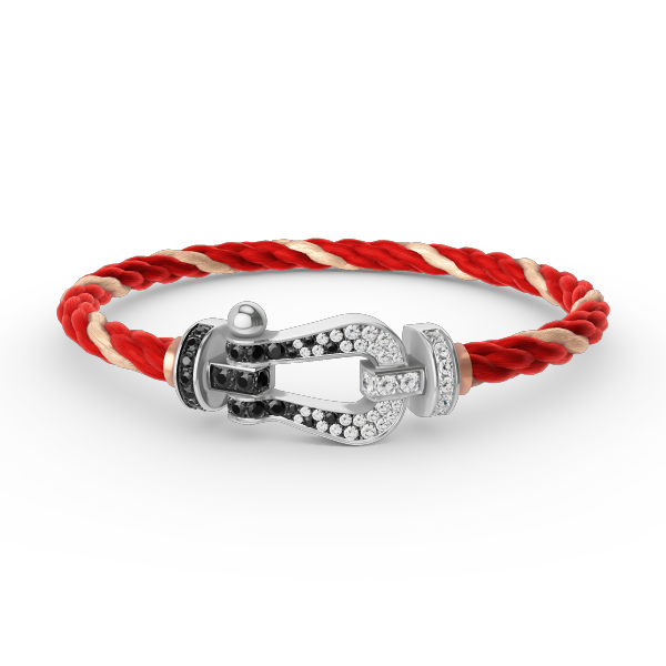 [Renovia Jewelry]FORCE LARGE HORSESHOE BLACK WHITE DIAMOND BRACELET SILVER