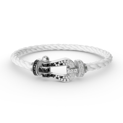 [Renovia Jewelry]FORCE LARGE HORSESHOE BLACK WHITE DIAMOND BRACELET SILVER