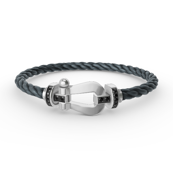 [Renovia Jewelry]FORCE LARGE HORSESHOE BLACK DIAMOND BRACELET SILVER