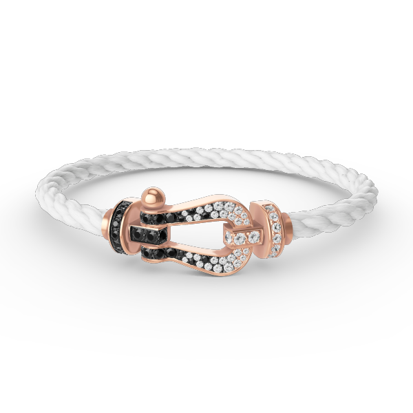 [Renovia Jewelry]FORCE LARGE HORSESHOE BLACK WHITE DIAMOND BRACELET ROSE GOLD