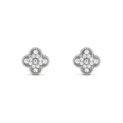 [Renovia Jewelry]CLOVER 1 MOTIFS DIAMOND STUD EARRINGS SILVER