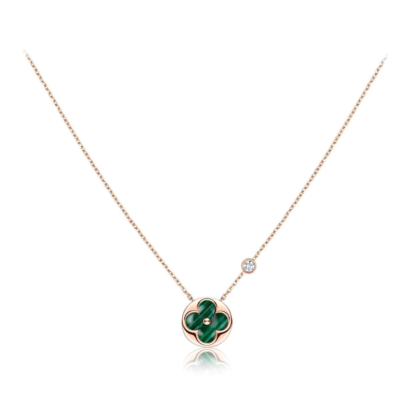 [Renovia Jewelry]SUN PEDANT PINK GOLD 1 DIAMOND NECKLACE