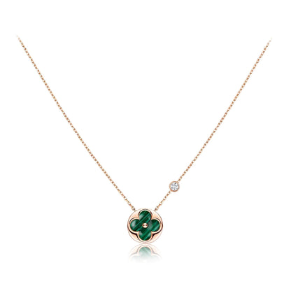 [Renovia Jewelry]SUN PEDANT PINK GOLD 1 DIAMOND NECKLACE