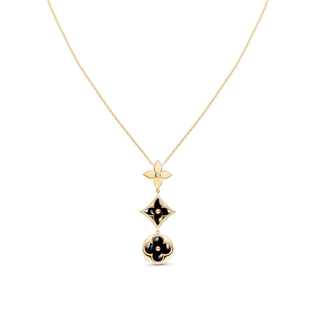 [Renovia Jewelry]STAR AND SUN ONYX PINK GOLD NECKLACE