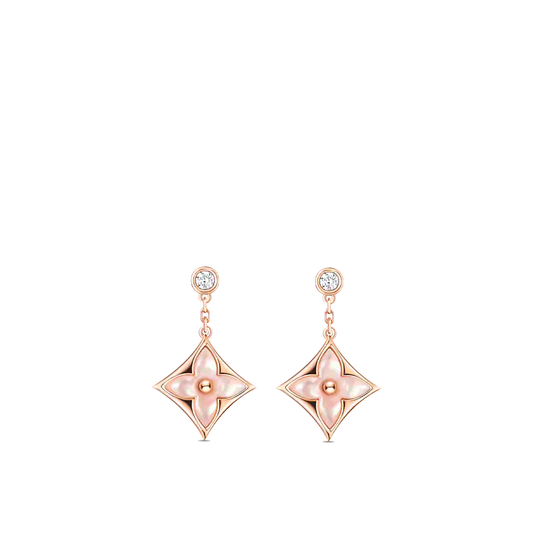 [Renovia Jewelry]DOUBLE STAR PINK GOLD MOP DROP EARRINGS
