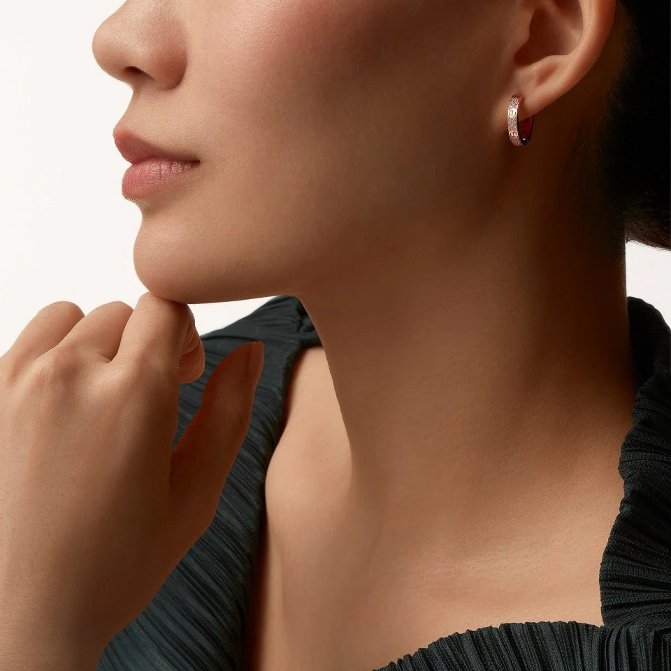 [Renovia Jewelry]LOVE 3.3MM DANGLE HALF DIAMOND EARRINGS