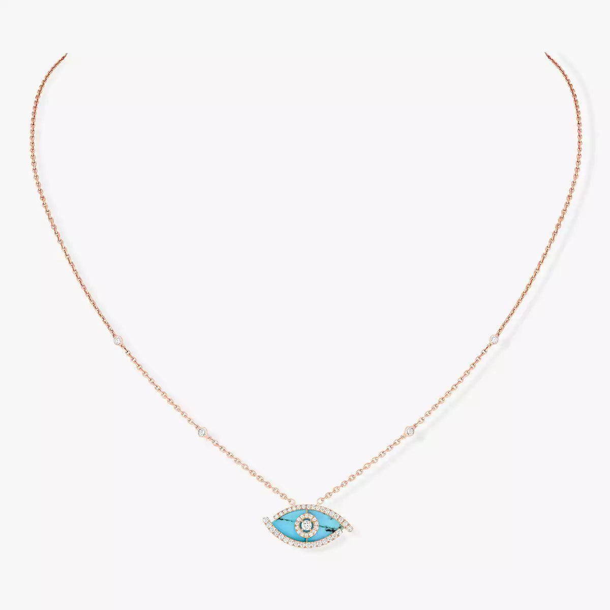 [Renovia Jewelry]Lucky Eye Diamond Necklace in  Gold and Turquoise