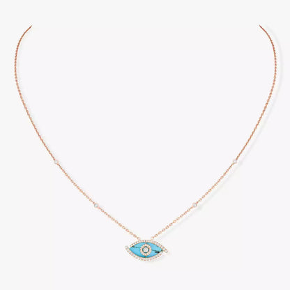[Renovia Jewelry]Lucky Eye Diamond Necklace in  Gold and Turquoise