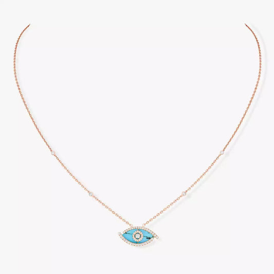 [Renovia Jewelry]Lucky Eye Diamond Necklace in  Gold and Turquoise