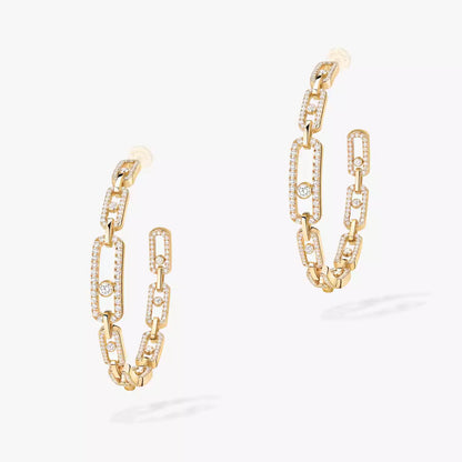 [Renovia Jewelry]Move Link Diamond Hoop Earrings