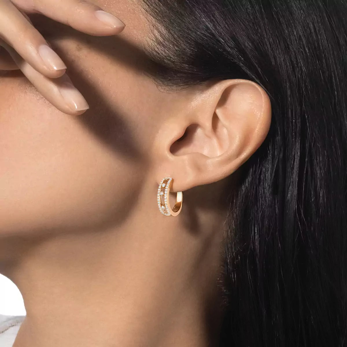 [Renovia Jewelry]Diamond Pave_ Hoop Earrings Move
