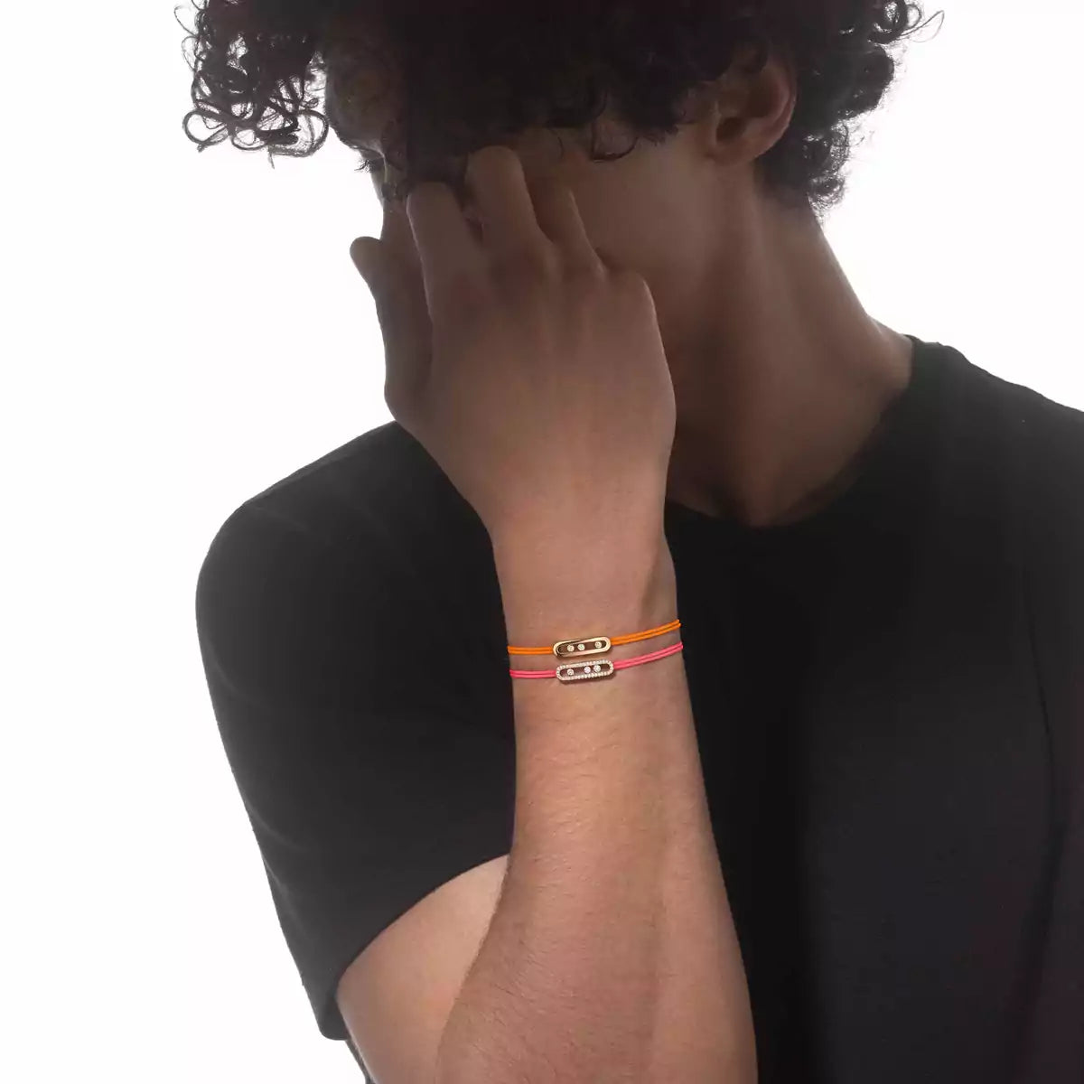 [Renovia Jewelry]Care(Medium-3.5mm) pink cord pavé bracelet