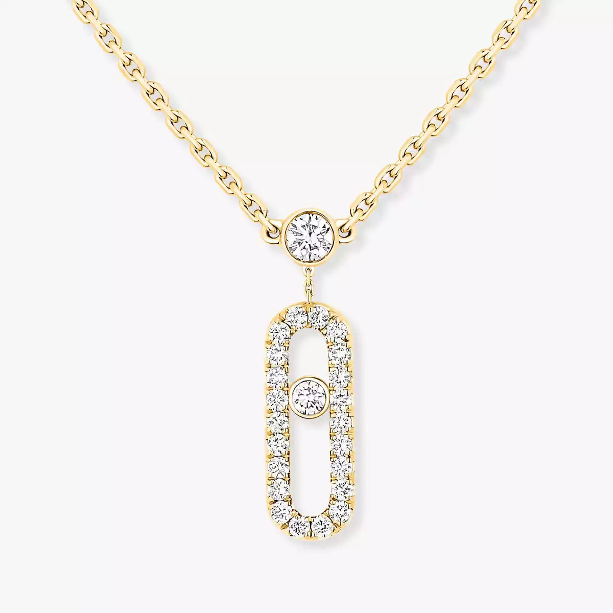 [Renovia Jewelry]2 Rows Rose Gold Diamond Pave_ Necklace Move Uno