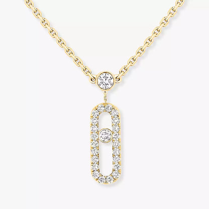 [Renovia Jewelry]2 Rows Rose Gold Diamond Pave_ Necklace Move Uno