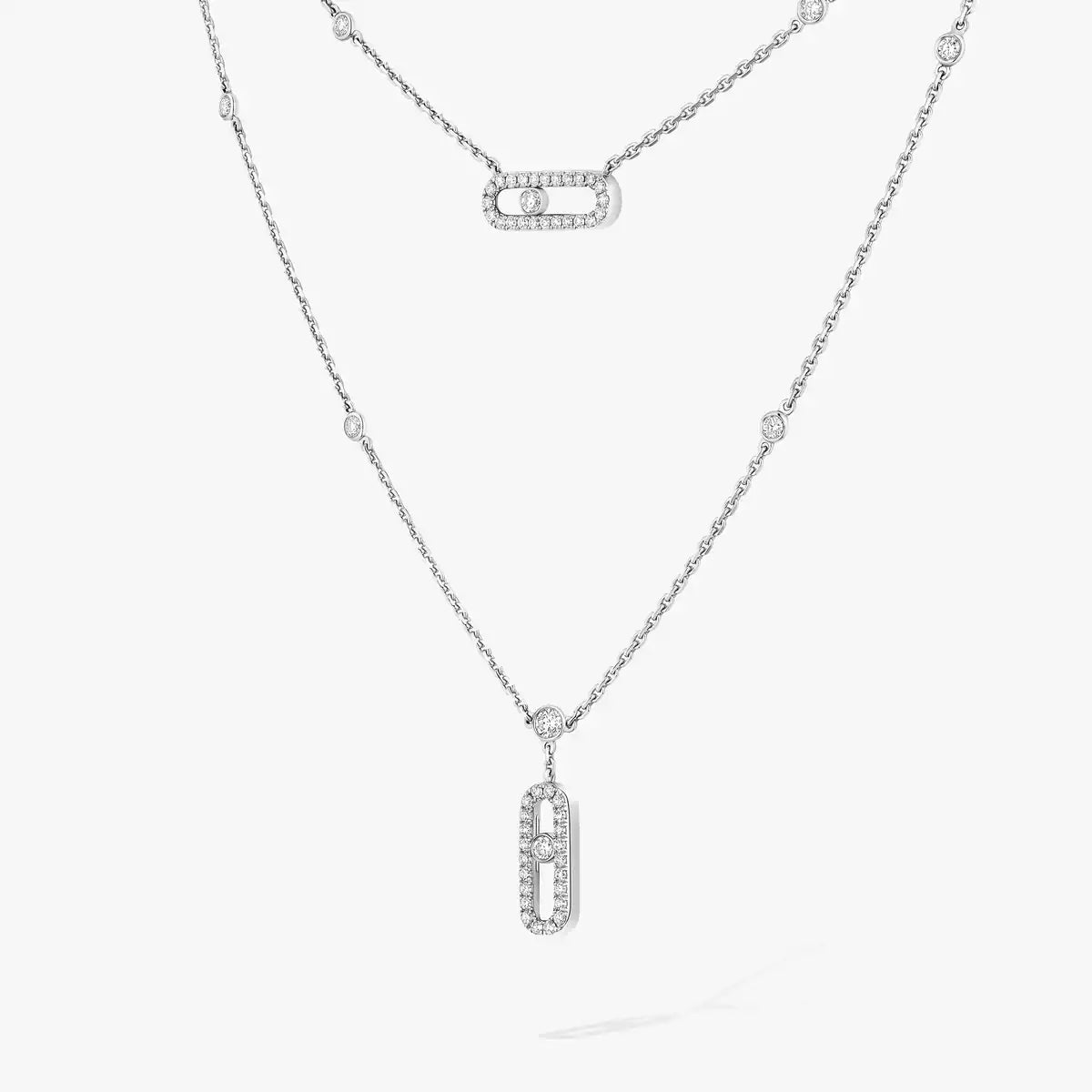 [Renovia Jewelry]2 Rows Rose Gold Diamond Pave_ Necklace Move Uno